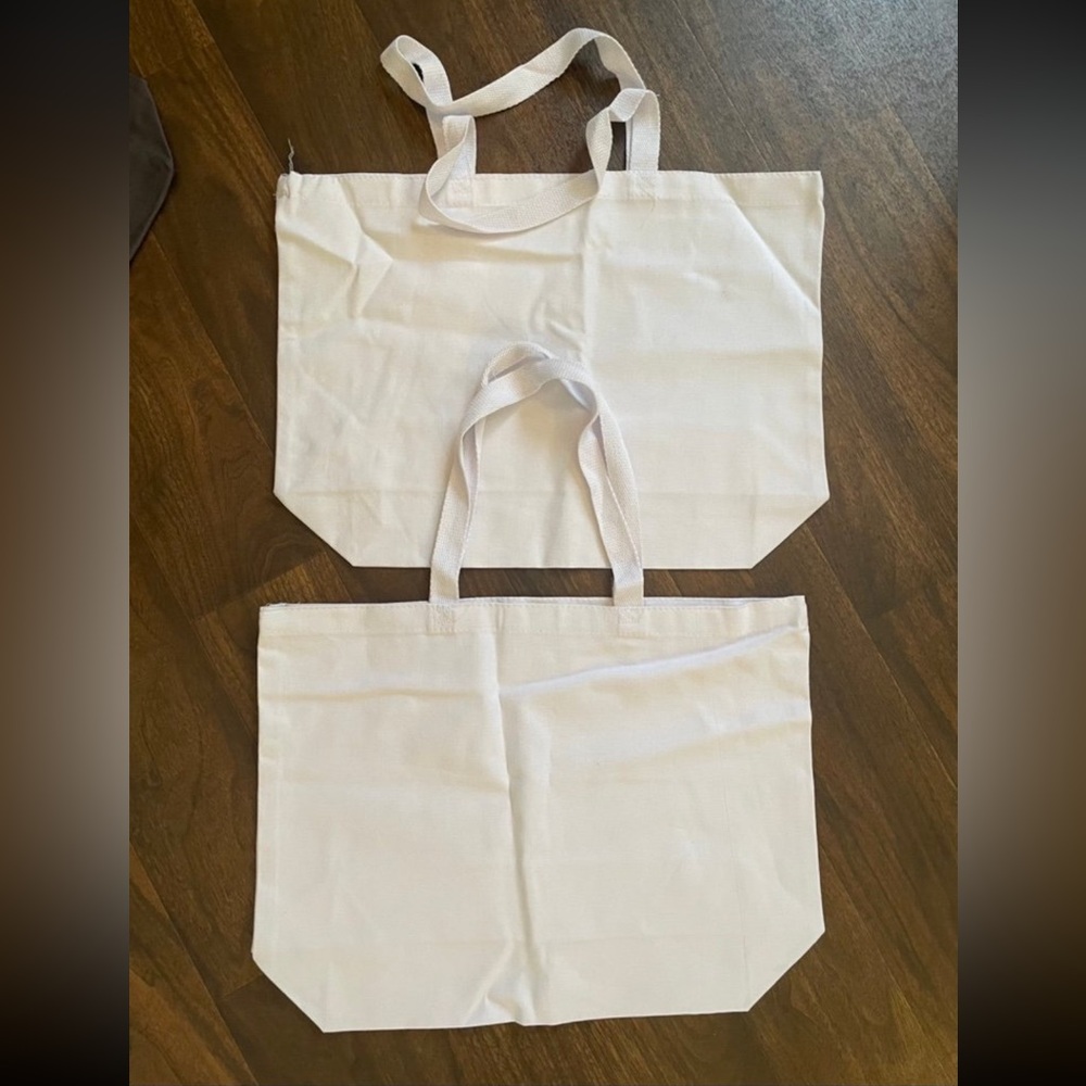Set of 2 BRAND NEW White 100% Cotton Tote Bags